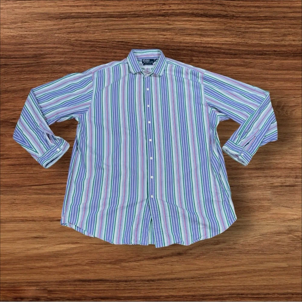 Polo Ralph Lauren‎ Westerton Custom Fit Veritcal Striped Long Sleeve Mens 2XLT